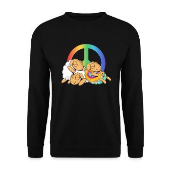 Rainbow Sheep in Herd - Hippie Costume Tie Dye - Unisex Sweatshirt - black - Front - Alina (178cm) & Michal (187cm)