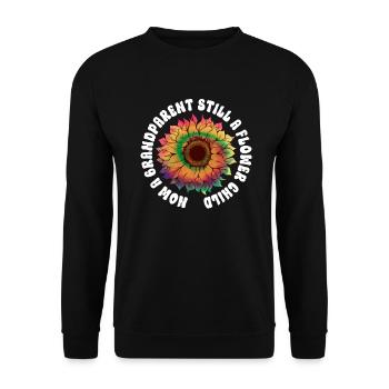 Großeltern Blumenkind - Hippie Kostüm Tie Dye - Unisex Pullover - Schwarz - Vorne - Alina (178cm) & Michal (187cm)