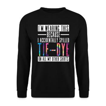 Tie-Dye auf anderen Shirts verschüttet - Hippie - Unisex Pullover - Schwarz - Vorne - Alina (178cm) & Michal (187cm)