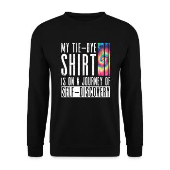 Tie-Dye Shirt ist auf Selbstfindungsreise - Hippie - Unisex Pullover - Schwarz - Vorne - Alina (178cm) & Michal (187cm)