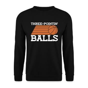 Drei-Punkt-Bälle - Lustiger Basketball - Unisex Pullover - Schwarz - Vorne - Alina (178cm) & Michal (187cm)