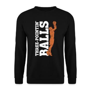Drei-Punkt-Bälle - Lustiger Basketball - Unisex Pullover - Schwarz - Vorne - Alina (178cm) & Michal (187cm)