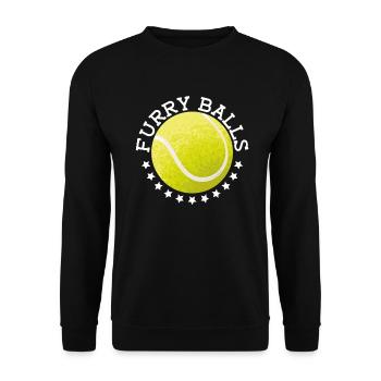 Pelzige Bälle - Lustiges Tennis - Unisex Pullover - Schwarz - Vorne - Alina (178cm) & Michal (187cm)