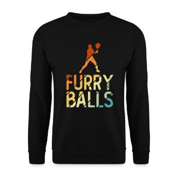 Pelzige Bälle - Lustiges Tennis - Unisex Pullover - Schwarz - Vorne - Alina (178cm) & Michal (187cm)