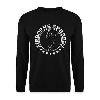 Kugeln in der Luft - Lustiges Badminton - Unisex Pullover - Schwarz - Vorne - Alina (178cm) & Michal (187cm)