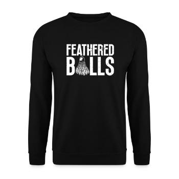Gefiederte Bälle - Lustiges Badminton - Unisex Pullover - Schwarz - Vorne - Alina (178cm) & Michal (187cm)