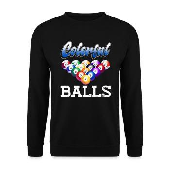 Bunte Kugeln - Lustig Billard - Unisex Pullover - Schwarz - Vorne - Alina (178cm) & Michal (187cm)