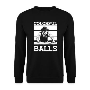 Bunte Kugeln - Lustig Billard - Unisex Pullover - Schwarz - Vorne - Alina (178cm) & Michal (187cm)