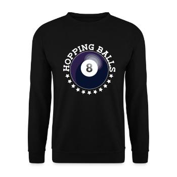 Hüpfende Kugeln - Lustiges Billard - Unisex Pullover - Schwarz - Vorne - Alina (178cm) & Michal (187cm)