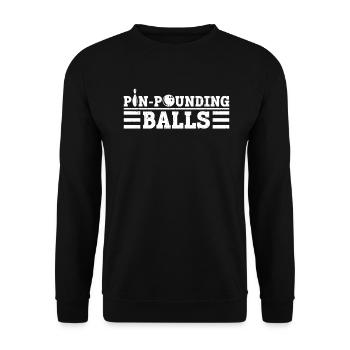Pin-Pounding Balls - Funny Bowling - Unisex Sweatshirt - black - Front - Alina (178cm) & Michal (187cm)