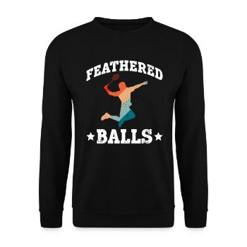 Gefiederte Bälle - Lustiges Badminton - Unisex Pullover - Schwarz - Vorne - Alina (178cm) & Michal (187cm)