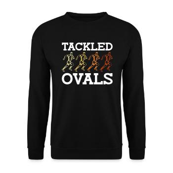 Tackled Ovals - Funny Rugby - Unisex Sweatshirt - black - Front - Alina (178cm) & Michal (187cm)
