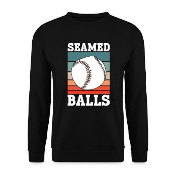 Gesäumte Bälle - Lustiger Baseball - Unisex Pullover - Schwarz - Vorne - Alina (178cm) & Michal (187cm)