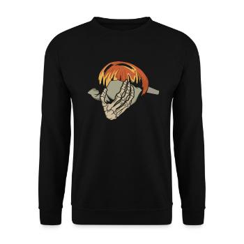 Skeletthände, die einen Glasblob formen - - Unisex Pullover - Schwarz - Vorne - Alina (178cm) & Michal (187cm)
