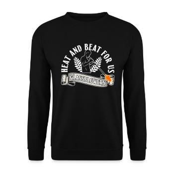 Hitze und Schlag für uns Glasbläser - Glasblasen - Unisex Pullover - Schwarz - Vorne - Alina (178cm) & Michal (187cm)