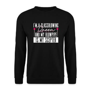 Glasbläserkönigin Glas Glasblasen Glasbläser - Unisex Pullover - Schwarz - Vorne - Alina (178cm) & Michal (187cm)