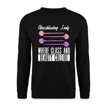 Glassblowing Lady Glasbläser - Unisex Pullover - Schwarz - Vorne - Alina (178cm) & Michal (187cm)