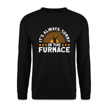 Im Ofen ist es immer sonnig - Glasblasen - Unisex Pullover - Schwarz - Vorne - Alina (178cm) & Michal (187cm)