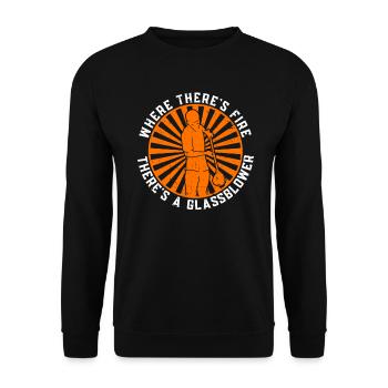 Wo Feuer ist, da ist auch ein Glasbläser - - Unisex Pullover - Schwarz - Vorne - Alina (178cm) & Michal (187cm)