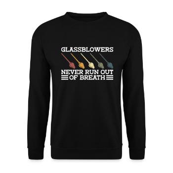 Glasbläsern geht nie die Puste aus - Glasblasen - Unisex Pullover - Schwarz - Vorne - Alina (178cm) & Michal (187cm)