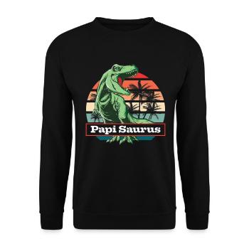 Papi Saurus Papa Saurus Papi Schweiz - Unisex Pullover - Schwarz - Vorne - Alina (178cm) & Michal (187cm)