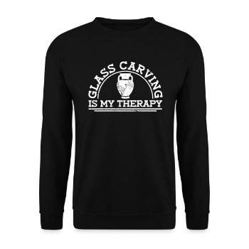 Glasschnitzen ist meine Therapie - Cameo Glass - Unisex Pullover - Schwarz - Vorne - Alina (178cm) & Michal (187cm)
