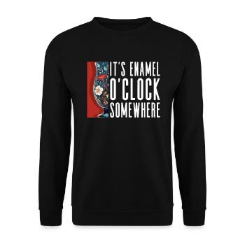 Quelque part c’est l’émail O’Clock - émaillé - Sweat-shirt Unisexe - noir - Devant - Alina (178cm) & Michal (187cm)