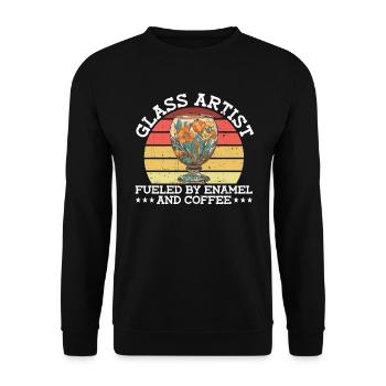 Glass artist, powered by enamel and coffee - - Unisex Sweatshirt - black - Front - Alina (178cm) & Michal (187cm)