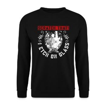 Kratz das! Ich ätze auf Glas - Glasradierung - Unisex Pullover - Schwarz - Vorne - Alina (178cm) & Michal (187cm)