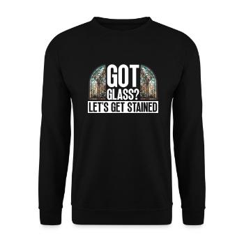 Haben Sie Glas? Let's Get Stained - Glasmalerei - Unisex Pullover - Schwarz - Vorne - Alina (178cm) & Michal (187cm)