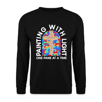 Malen mit Licht - eine Scheibe nach der anderen - - Unisex Pullover - Schwarz - Vorne - Alina (178cm) & Michal (187cm)