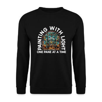 Malen mit Licht - eine Scheibe nach der anderen - - Unisex Pullover - Schwarz - Vorne - Alina (178cm) & Michal (187cm)