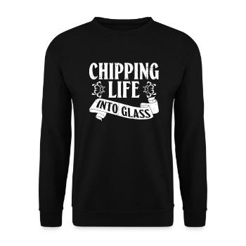 Chipping life into the glass - Chip Work Glaskünstler - Unisex Sweatshirt - black - Front - Alina (178cm) & Michal (187cm)