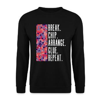 Pause. Chip. Arrange. Glue. Try again. -Chip - Unisex Sweatshirt - black - Front - Alina (178cm) & Michal (187cm)