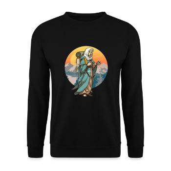 Sainte Marie en tant que géocacheuse - Geocaching Geocacher - Sweat-shirt Unisexe - noir - Devant - Alina (178cm) & Michal (187cm)