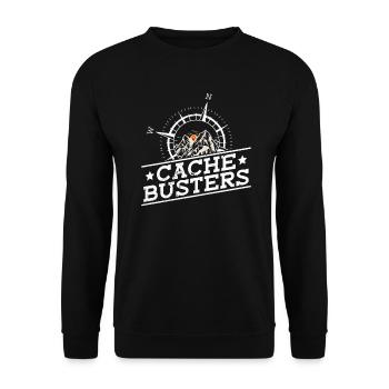 Cache Busters - Geocaching Geocacher - Unisex Sweatshirt - black - Front - Alina (178cm) & Michal (187cm)