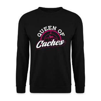 Queen of Caches - Geocaching Geocacher - Unisex Sweatshirt - black - Front - Alina (178cm) & Michal (187cm)