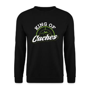 King of Caches - Geocaching Geocacher - Unisex Sweatshirt - black - Front - Alina (178cm) & Michal (187cm)