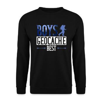 Jungen Geocache Best - Geocaching Geocacher - Unisex Pullover - Schwarz - Vorne - Alina (178cm) & Michal (187cm)