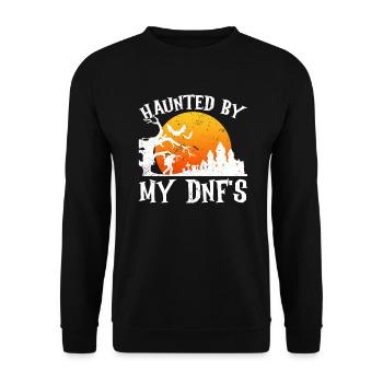 Verfolgt von meinen DNF's - Geocaching Geocacher - Unisex Pullover - Schwarz - Vorne - Alina (178cm) & Michal (187cm)