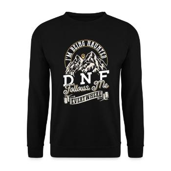 Ich werde verfolgt - DNF - Geocaching Geocacher - Unisex Pullover - Schwarz - Vorne - Alina (178cm) & Michal (187cm)