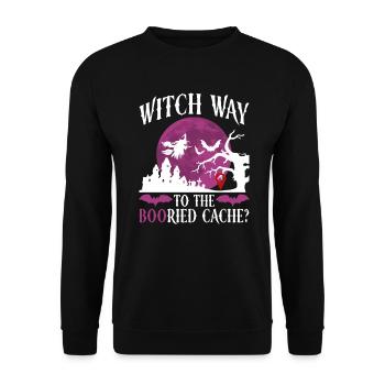 Witch's way to BOOried Cache? - Geocaching Geocacher - Unisex Sweatshirt - black - Front - Alina (178cm) & Michal (187cm)