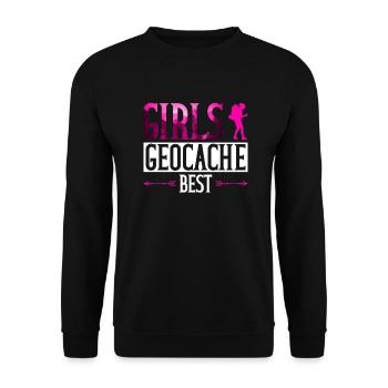 Girls Geocache Best - Geocaching Geocacher - Unisex Sweatshirt - black - Front - Alina (178cm) & Michal (187cm)