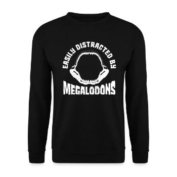 Easily distracted by megalodons - megalodon shark - Unisex Sweatshirt - black - Front - Alina (178cm) & Michal (187cm)