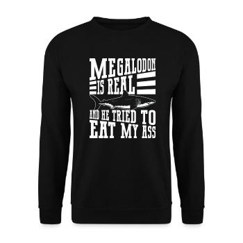 Megalodon is real - Megalodon Shark Funny Saying - Unisex Sweatshirt - black - Front - Alina (178cm) & Michal (187cm)