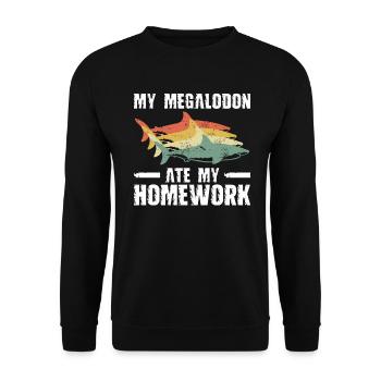 Mon mégalodon a mangé mes devoirs - Sweat-shirt Unisexe - noir - Devant - Alina (178cm) & Michal (187cm)