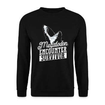 Megalodon Encounter Survivor - Megalodon Shark - Unisex Sweatshirt - black - Front - Alina (178cm) & Michal (187cm)