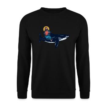 Jésus chevauche un mégalodon - requin mégalodon - Sweat-shirt Unisexe - noir - Devant - Alina (178cm) & Michal (187cm)