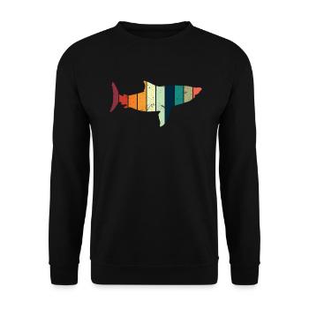 Megalodon Retro - Megalodon Hai - Unisex Pullover - Schwarz - Vorne - Alina (178cm) & Michal (187cm)