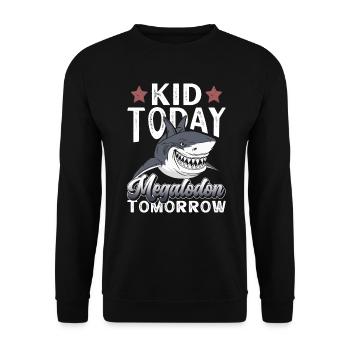 Aujourd’hui enfant, demain mégalodon - requin - Sweat-shirt Unisexe - noir - Devant - Alina (178cm) & Michal (187cm)